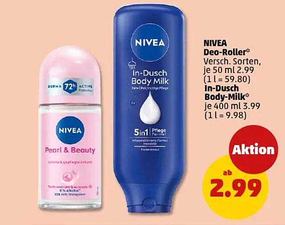 NIVEA Deo-Roller und In-Dusch Body-Milk - Jetzt im Angebot!