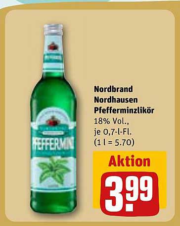 Nordbrand Nordhausen Pfefferminzlikör 0,7 L für nur 3,99 €