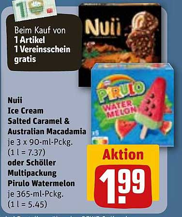 Nuii Ice Cream Salted Caramel & Australian Macadamia oder Schöller Multipackung Pirulo Watermelon