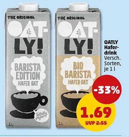 Oatly Haferdrink - Barista Edition & Bio Barista, je 1 l