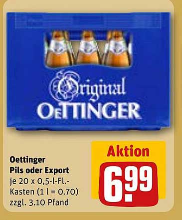Oettinger Pils oder Export - 20 x 0,5 l-Flaschen in der Aktion