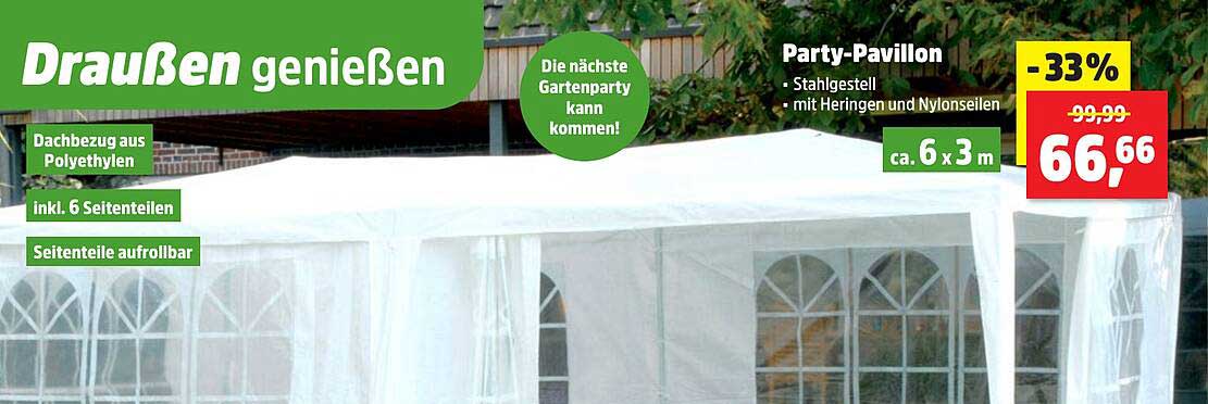 Party-Pavillon – Stahlgestell mit Heringen und Nylonsäulen