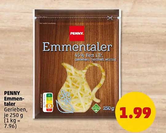PENNY Emmentaler gerieben, 250 g