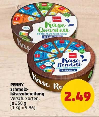 PENNY Schmelzkäsezubereitung 250 g – Käse Rondell & Käse Quartett