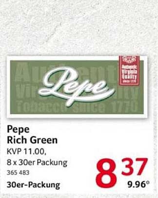 Pepe Rich Green – 8 x 30er Packung