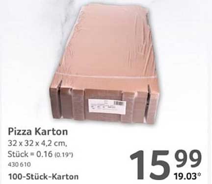 Pizza Karton 32 x 32 x 4,2 cm - 100-Stück-Karton