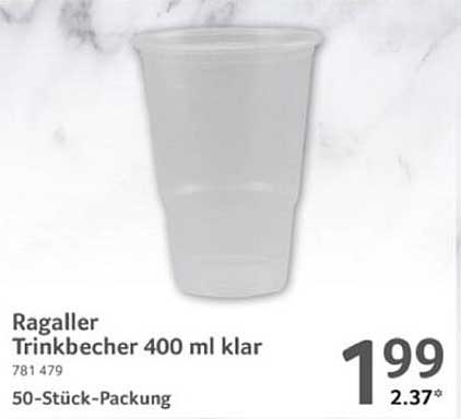 Ragaller Trinkbecher 400 ml klar - 50 Stück