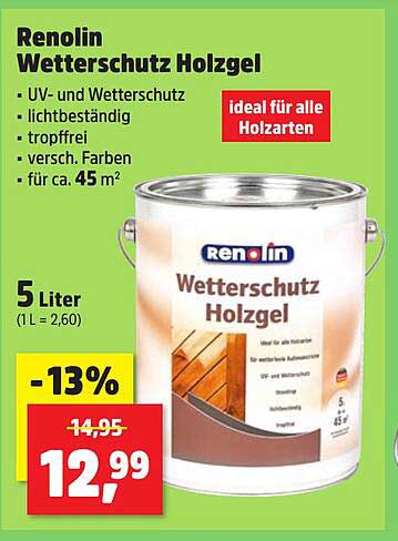 Renolin Wetterschutz Holzgel 5 Liter