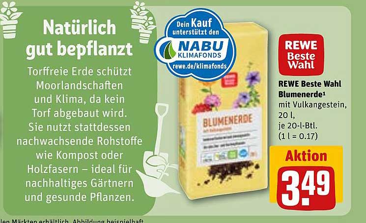 REWE Beste Wahl Blumenerde mit Vulkanstein, 20 l