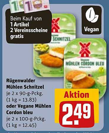 Rügenwalder Mühlen Schnitzel oder Vegane Mühlen Cordon bleu