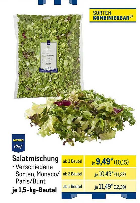 Salatmischung - verschiedene Sorten, Monaco/Paris/Bunt, je 1,5-kg-Beutel