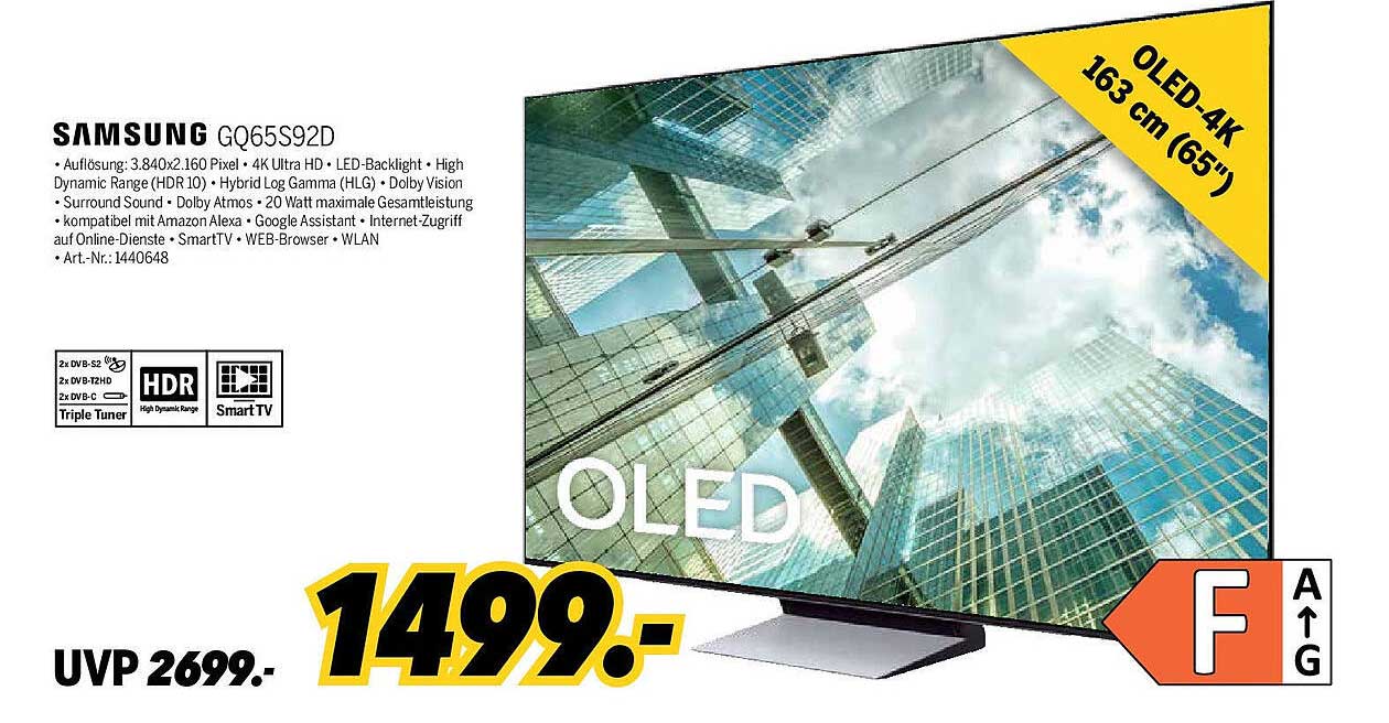 Samsung GQ65S92D OLED-4K Fernseher 163 cm (65")