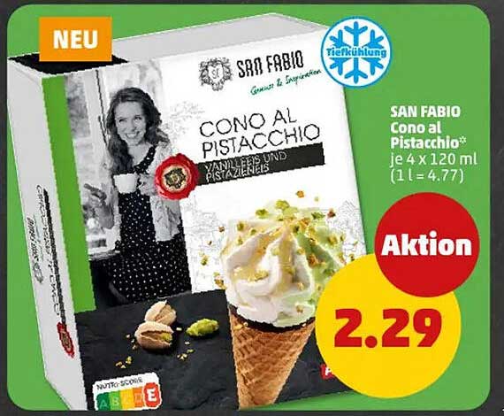 SAN FABIO Cono al Pistacchio - Vanille und Pistazien, 4 x 120 ml