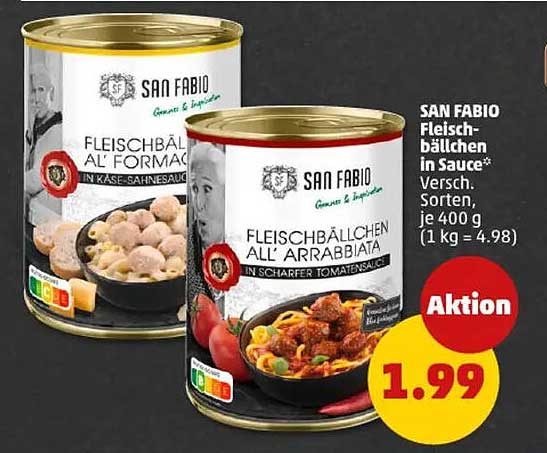 SAN FABIO Fleischbällchen in Sauce - Verschiedene Sorten je 400 g