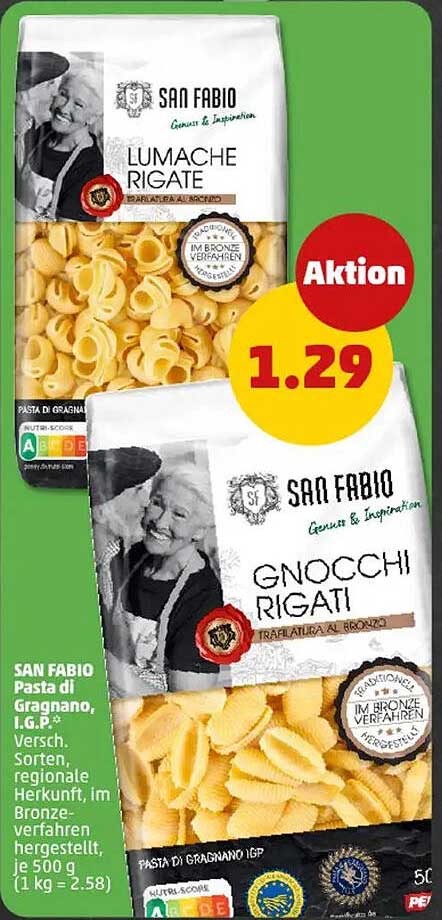 SAN FABIO Lumache Rigate und Gnocchi RIGATI für 1,29 €