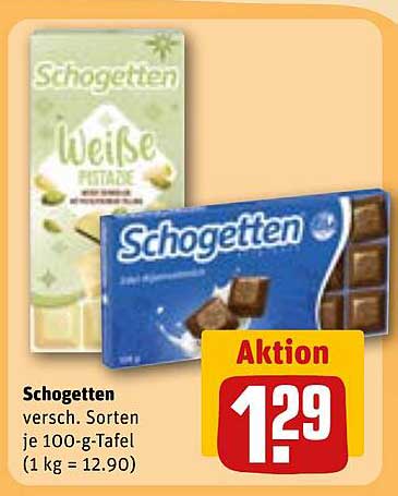 Schogetten Schokolade - Verschiedene Sorten