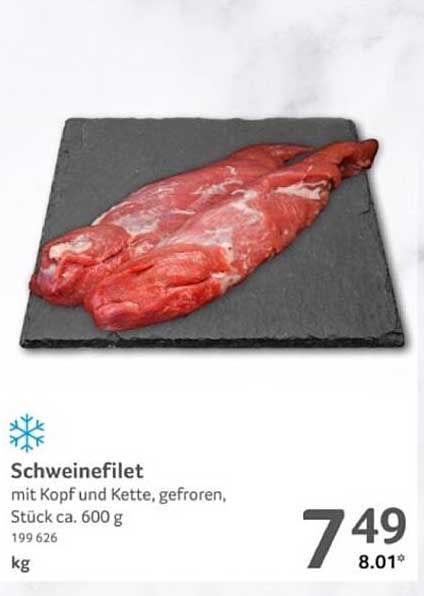 Schweinefilet mit Kopf und Kette, gefroren, Stück ca. 600 g