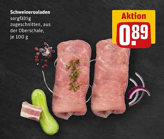 Schweinerouladen sorgfältig zugeschnitten, aus der Oberschale, je 100 g