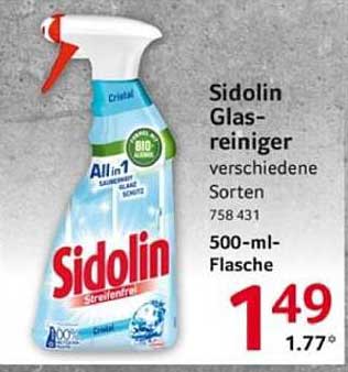 Sidolin Glasreiniger verschiedene Sorten 500-ml-Flasche