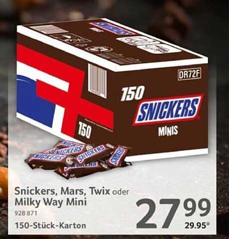 Snickers, Mars, Twix oder Milky Way Mini - 150-Stück-Karton