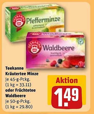 Teekanne Kräutertee Minze oder Früchtetee Waldbeere