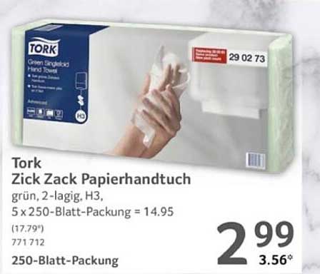 Tork Zick Zack Papierhandtuch 250-Blatt-Packung