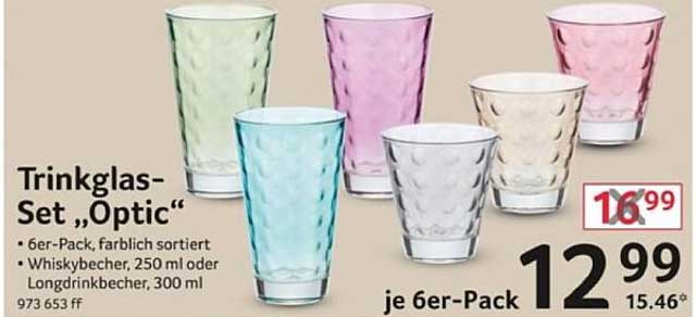 Trinkglas-Set „Optic“ - 6er-Pack, farblich sortiert