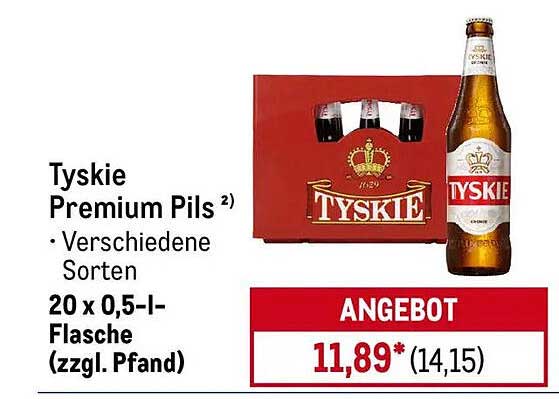 Tyskie Premium Pils - 20 x 0,5-Liter-Flasche