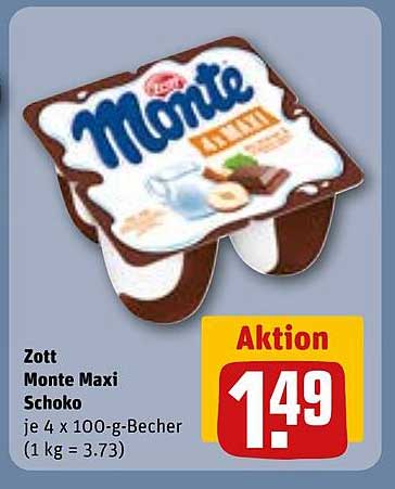 Zott Monte Maxi Schoko 4 x 100-g-Becher