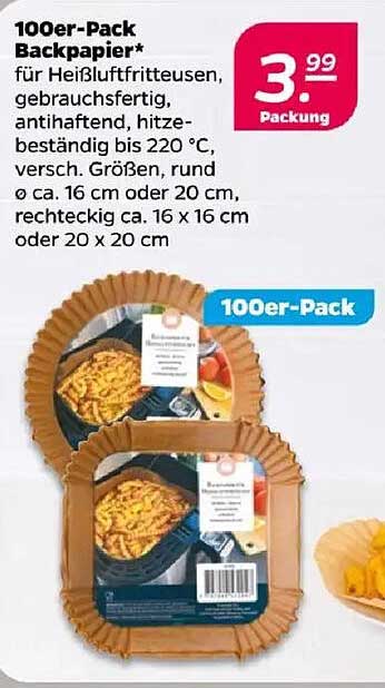 100er-Pack Backpapier für Heißluftfritteusen