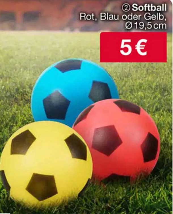 2 Softbälle in Rot, Blau oder Gelb, Ø 19,5 cm