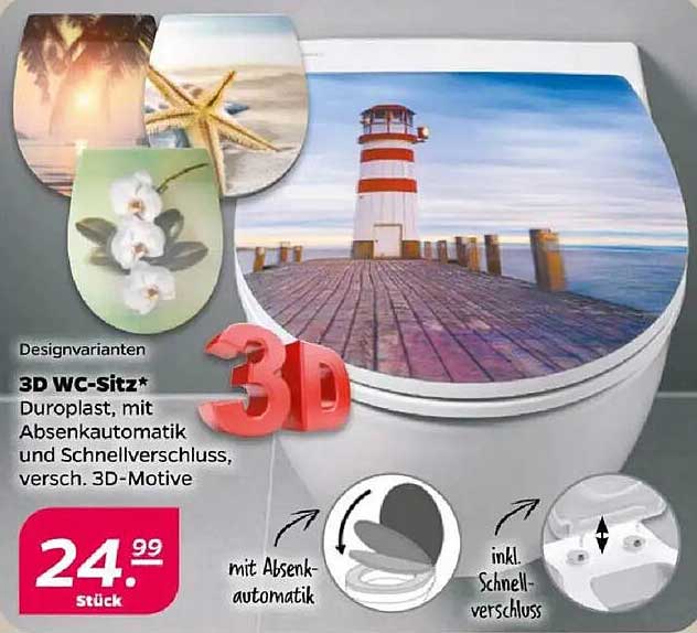 3D WC-Sitz aus Duroplast mit Absenkautomatik