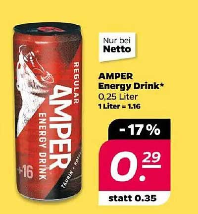 AMPER Energy Drink 0,25 Liter - Jetzt nur 0,29 €