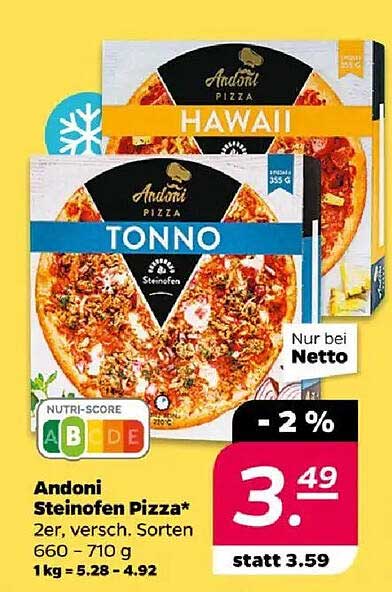 Andoni Steinofen Pizza 2er, verschieden Sorten 660 - 710 g