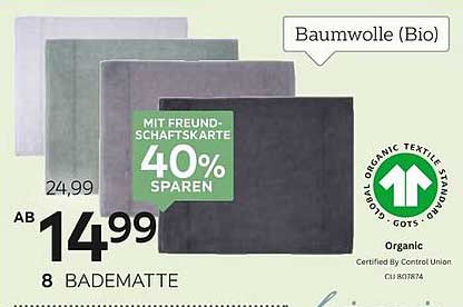 Badematte aus 100% Bio-Baumwolle
