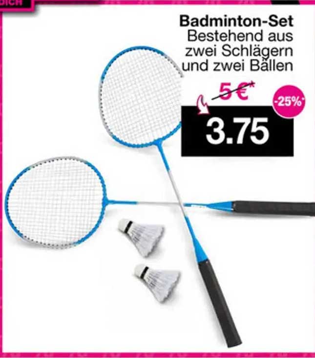 Badminton-Set bestehend aus zwei Schlägern und zwei Bällen