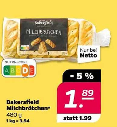 Bakersfield Milchbrötchen 480 g