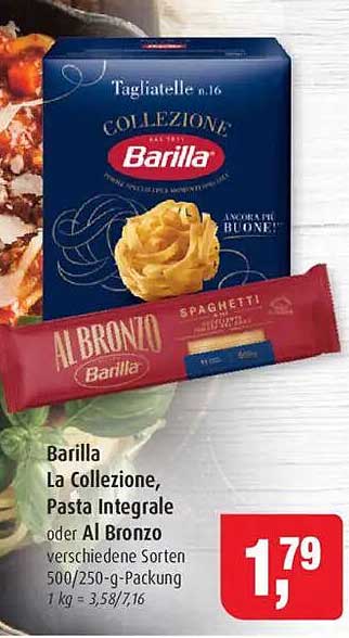 Barilla La Collezione, Pasta Integrale oder Al Bronzo verschiedene Sorten 500/250-g-Packung