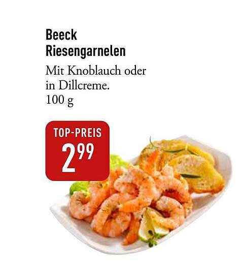Beeck Riesengarnelen mit Knoblauch oder in Dillcreme 100 g
