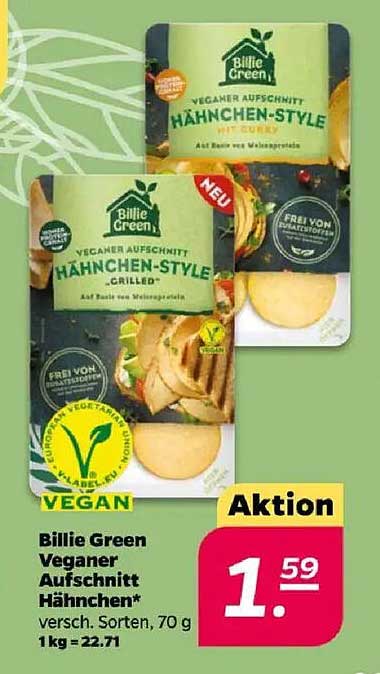 Billie Green Veganer Aufschnitt Hähnchen-Style, 70 g