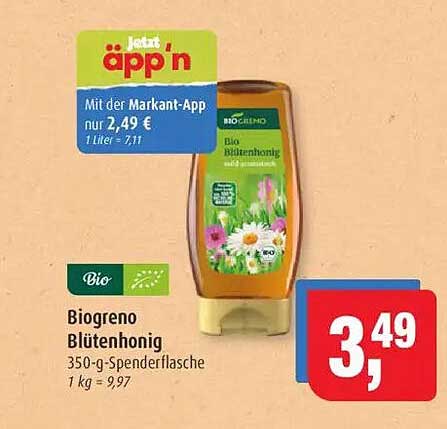 Biogreno Blütenhonig 350-g-Spenderflasche
