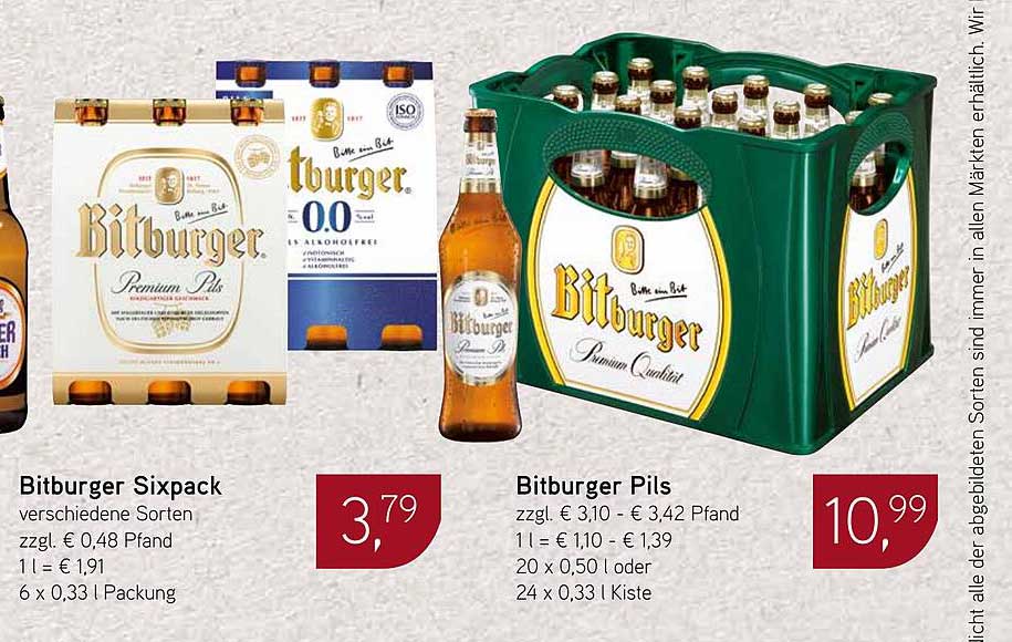 Bitburger Sixpack verschiedene Sorten