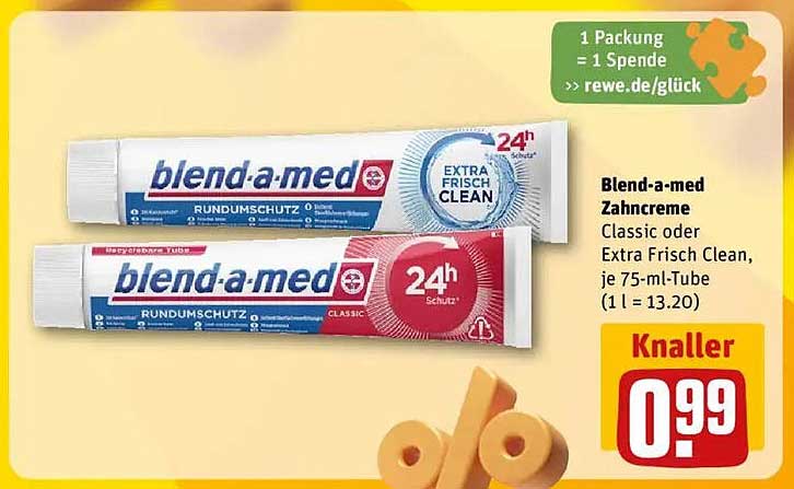 Blend-a-med Zahnpasta Classic oder Extra Frisch Clean, je 75-ml-Tube