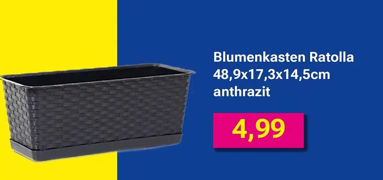 Blumenkasten Ratolla 48,9x17,3x14,5cm anthrazit