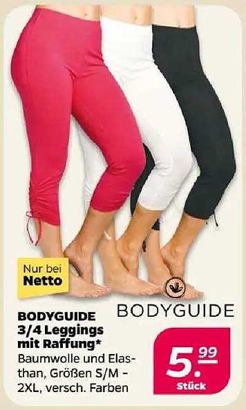 BODYGUIDE 3/4 Leggings mit Rafflung