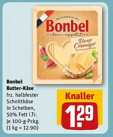 Bonbel Butter-Käse - frz. halbfester Schnittkäse in Scheiben