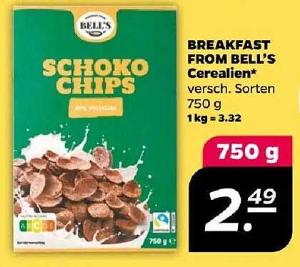 BREAKFAST FROM BELL'S Schoko Chips 750 g