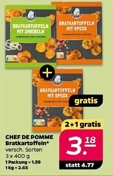 CHEF DE POMME Bratkartoffeln 2+1 gratis
