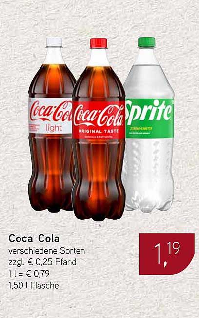 Coca-Cola verschiedene Sorten 1,50 l Flasche