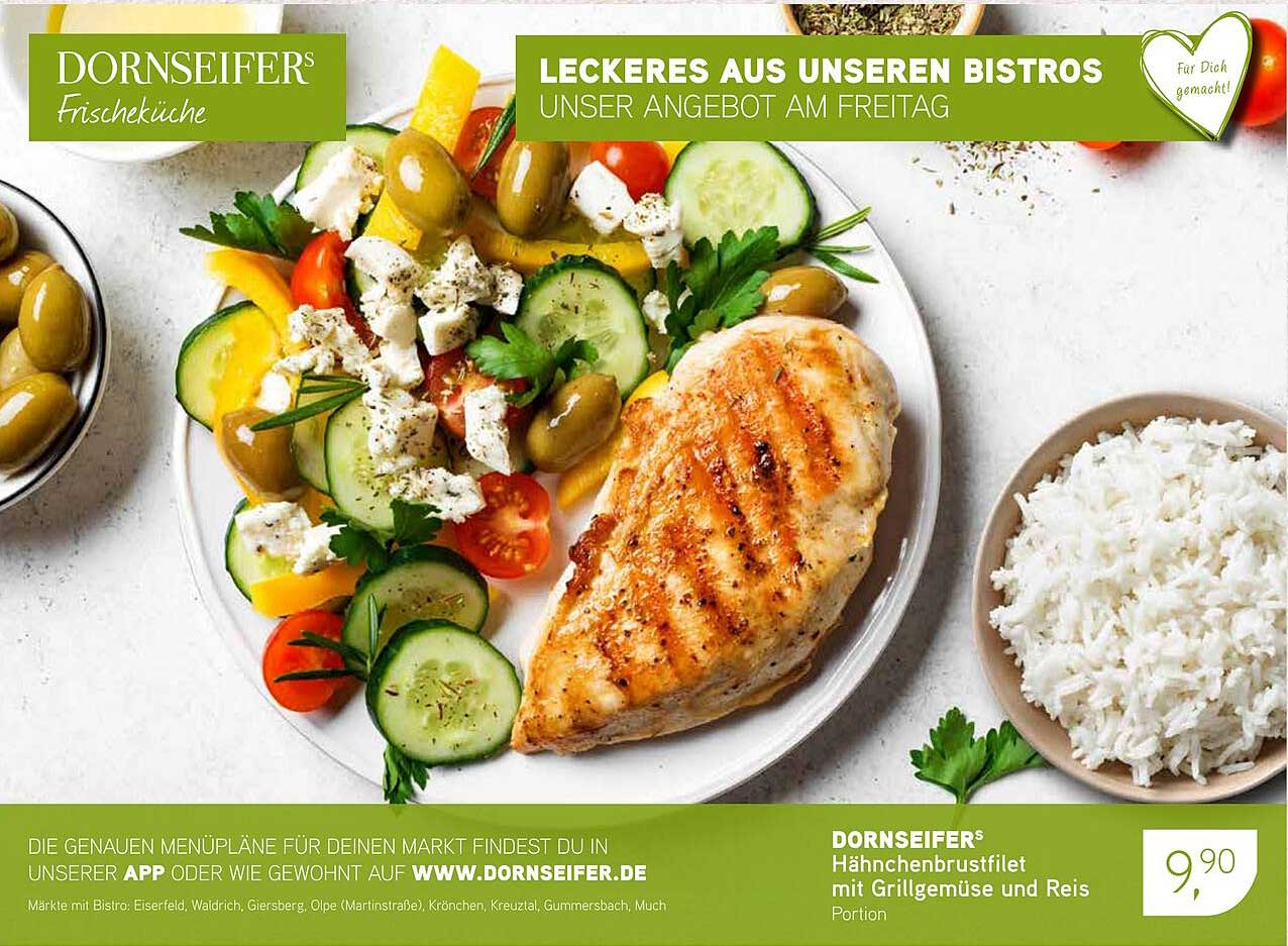 Dornseifer's Hähnchenbrustfilet mit Grillgemüse und Reis Portion